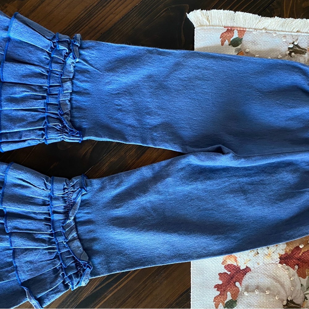 Blue Ruffle Hem Jeans - Picture 3 of 7